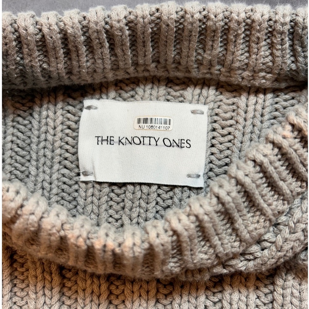 The Knotty Ones Oversized Heavyweight Cotton Knit Sweater Grey One Sz Cozy Core